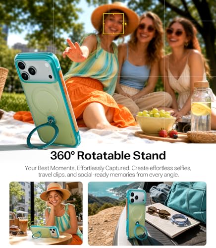 Image of TORRAS Ostand Q3 Air for iPhone 17 Pro Max Case with 360 Magnetic Stand, Fit for MagSafe, Mil-Grade Drop Tested, Camera Control Button, Shockproof Phone Case for iPhone 17 Pro Max 6.9 inch, Dune Sky