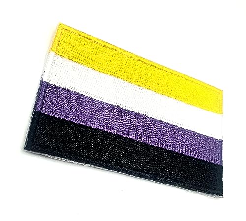 Non Binary Gender Pride LGBT Aufnäher zum Aufbügeln, bestickter Stoff, zum Aufnähen auf Kleidung, 8 cm x 5 cm, rechteckig, 1 Stück