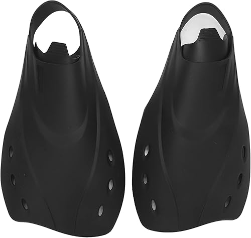 Hapivida Short Fins, Smoother Edges Drain Hole Design Adjustable TPR Swimming Fins for Diving Snorkeling Training, Moderate Softness Comfortable Fit