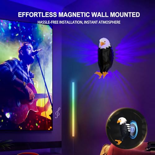 Image of Bald Eagle Wall Light, American Eagle Night Light with Remote Control, Magnetic Wall Mounted Eagle Lamp for Bedroom, Living Room, Hallway (Multicolor, Large)