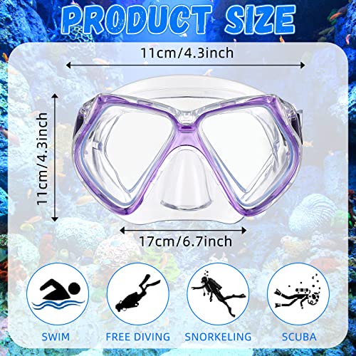 Weewooday 2 Pcs Swimming Diving Goggles Swim Mask Goggle Underwater Swim Goggles Nose Goggles For Adults Youth (Light Green, Purple) #TOP1