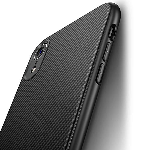 J Jecent Funda iPhone XR [Textura Fibra de Carbono] Carcasa Ligera Silicona Suave TPU Gel Bumper Case Cover de Protección Antideslizante...