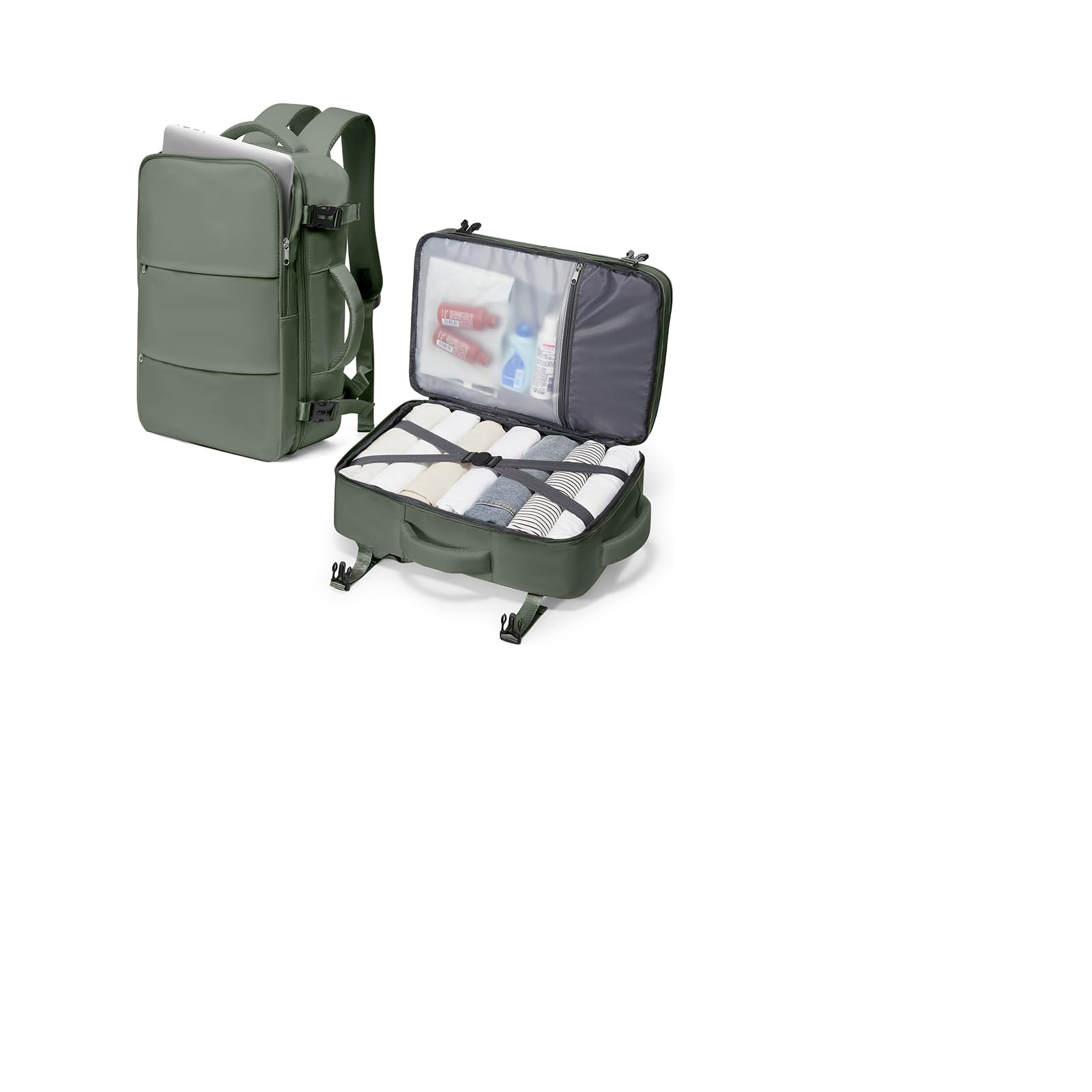 SZLX Großer Reiserucksack Damen,Vakuum Rucksack mit Pumpe Ryanair Handgepäck 40x30x20 Herren, Wizzair Handgepäck 40x30x20 Wasserdichter Tagesrucksack Fit 14 Zoll Laptop mit Schuhfach und Laptopfach