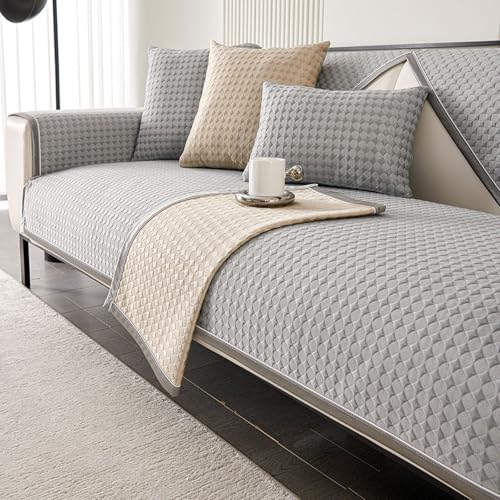LLIDDAMES Funda de Sofá Universal Sofa Covers Lavable con Base Antideslizante Protector Sofa y Funda Asiento Sofa Funda de Sofa Anti Gatos Perros Microfibra Suave y Resistente(Grey,70 * 70cm)