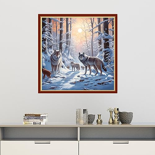 Image of Findvoor Stamped Cross Stitch Kits for Beginners Full Range of Cross Stitching Embroidery Pattern for Adults, 11CT DIY Needlepoint Embroidery Starter Kits-Snow Scenery 17.7x17.7 inch