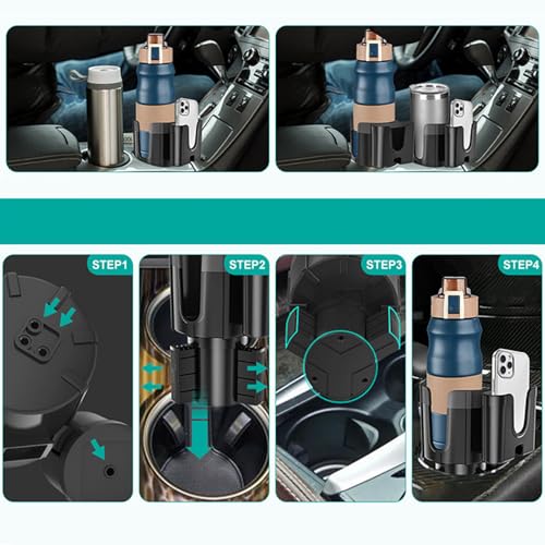 Expansor para portavasos de carro 2 en 1 con soporte para teléfono miniatura 7