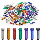 CKANDAY 100 Pcs Bike Cable End Caps, Cable End Crimps, Derailleur Cable Tips, Bike Brake Cable End Tips, Alloy Bicycle Wire End Caps, Brake Tips Shifter for Road Mountain Bicycle, 7 Colors