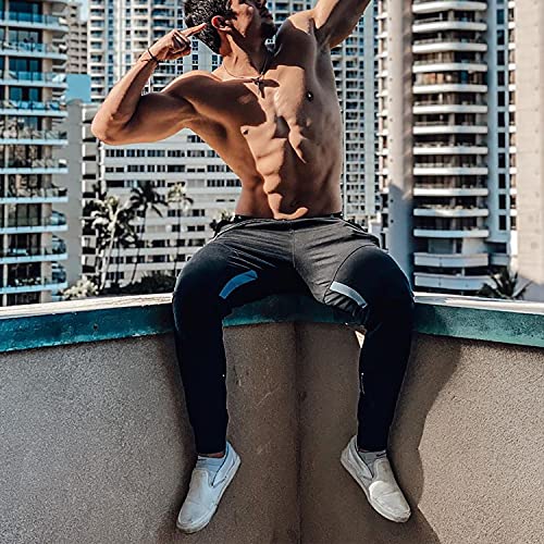 Image of ZENWILL Mens Tapered Workout Running Pants, Jogger Training Sweatpants Slim Fit with Zip Pockets
