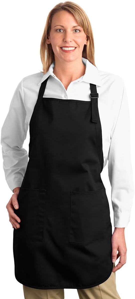 Port Authority Full Length Apron with Pockets - One Size, Black
