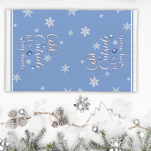 Image of Winter Ball Trees Blue Kitchen Towel Snowflakes Cold Outside Dish Towels Set of 2, Christmas Xmas Seasonal 18 x 26 Inch Hand Towel Quick Drying Dishcloth Decor for Kitchen Bathroom Home