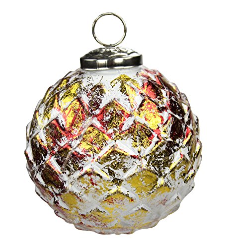 DECOLINE Glas Weihnachtskugeln 4 Stück Ananas Ø 10cm rot/Gold