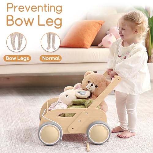 2025 homekol wooden baby walker baby walker adjustable speed for boys and girls baby activity center birthday christmas and new year39s gift log color