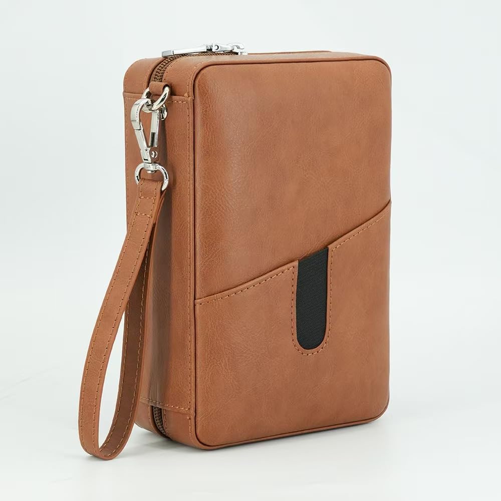 Estuche de Humidor de Cuero Goshentech de Madera de Cedro, Capacidad: 6 Piezas, Estuche de Humidor Portátil para Viajes con Humidificador (Marrón)