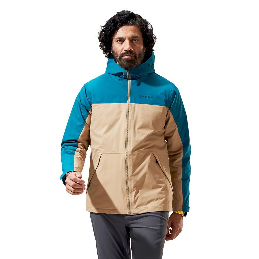 Berghaus Men's Deluge Pro Insulated Waterproof Shell Jacket | Adjustable | Durable Coat | Rain Protection, Kelp/Deep Ocean, XS