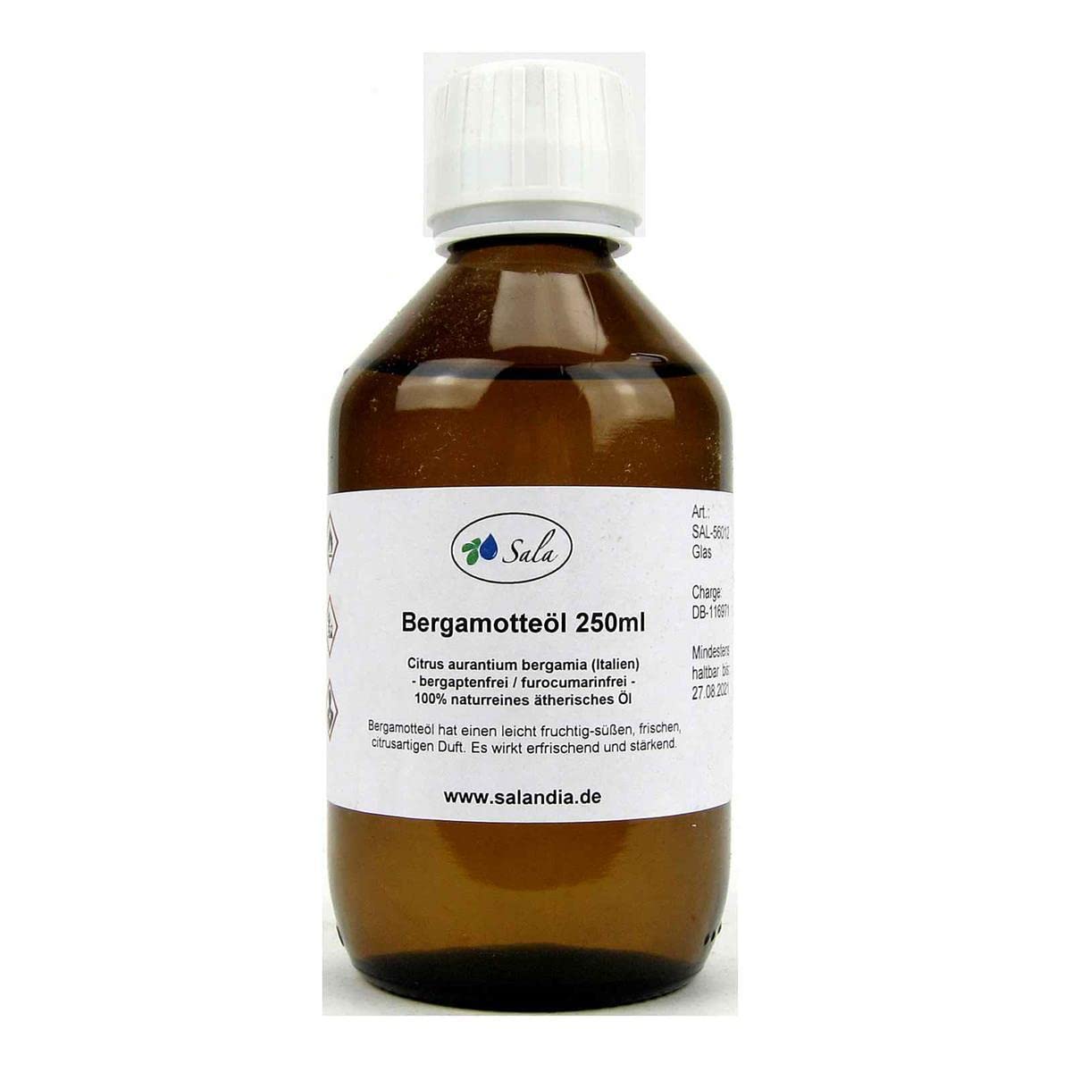 Sala Bergamotteöl furocumarinfrei bergaptenfrei ätherisches Öl naturrein (250 ml Glasflasche)