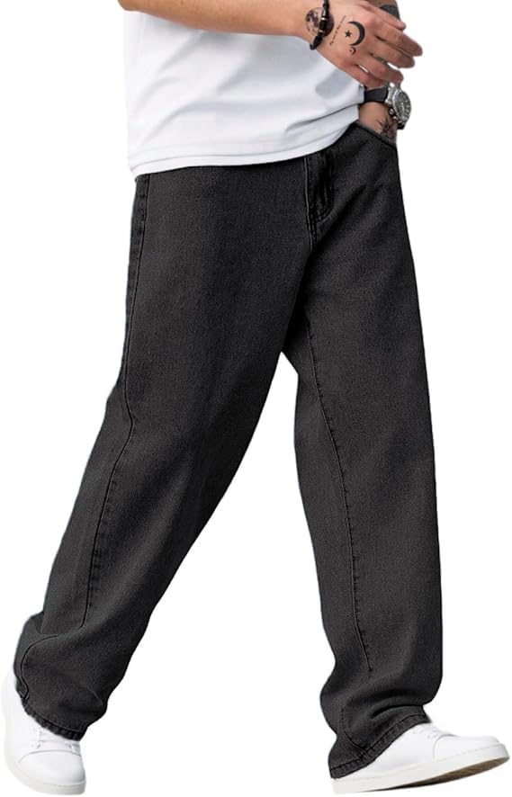 Image of Baggy Jeans for Men Y2K Streetwear Vintage Wide Leg Loose Fit Denim Pants Hip Hop Skater Carpenter Jeans