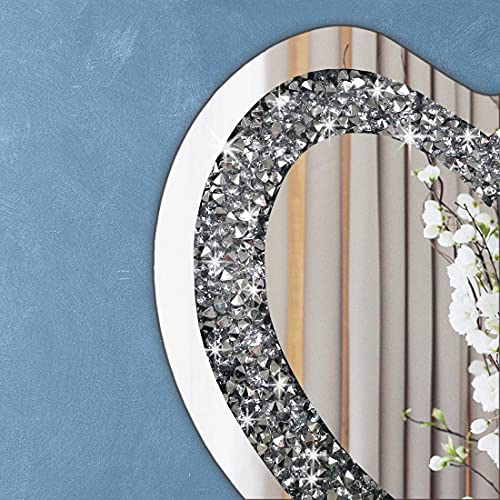 Dmdfirst Crystal Crush Diamond Heart Shaped Silver Mirror For Wall Decoration 20X20X1 Inch Wall Hang Frameless Mirror Acrylic Diamond Décor. #TOP2