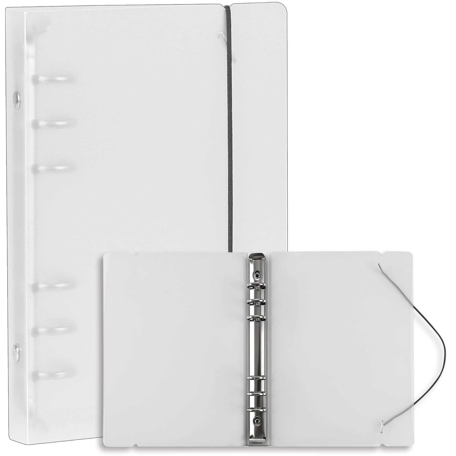 A6 6 Ring Transparent Binder Cover, Soft PVC Matte Surface Clear Cover for Notebook Planner Storage Book with Refill Pages Sleeve Pockets