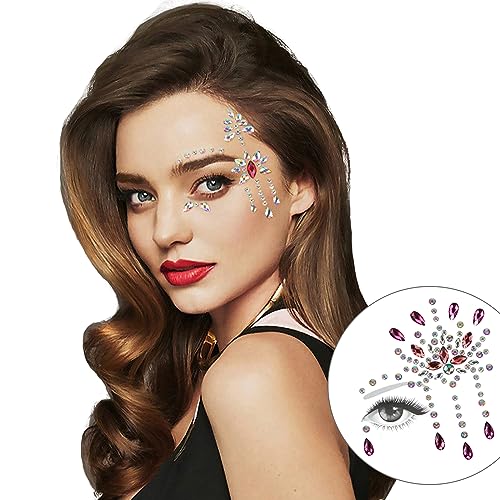 Face Gems Glitter - 6 Sheets Festival Stickers Self-Adhesive Face Crystal Rhinestone Stickers Temporary Tattoos for Eyes & Body - Image 5