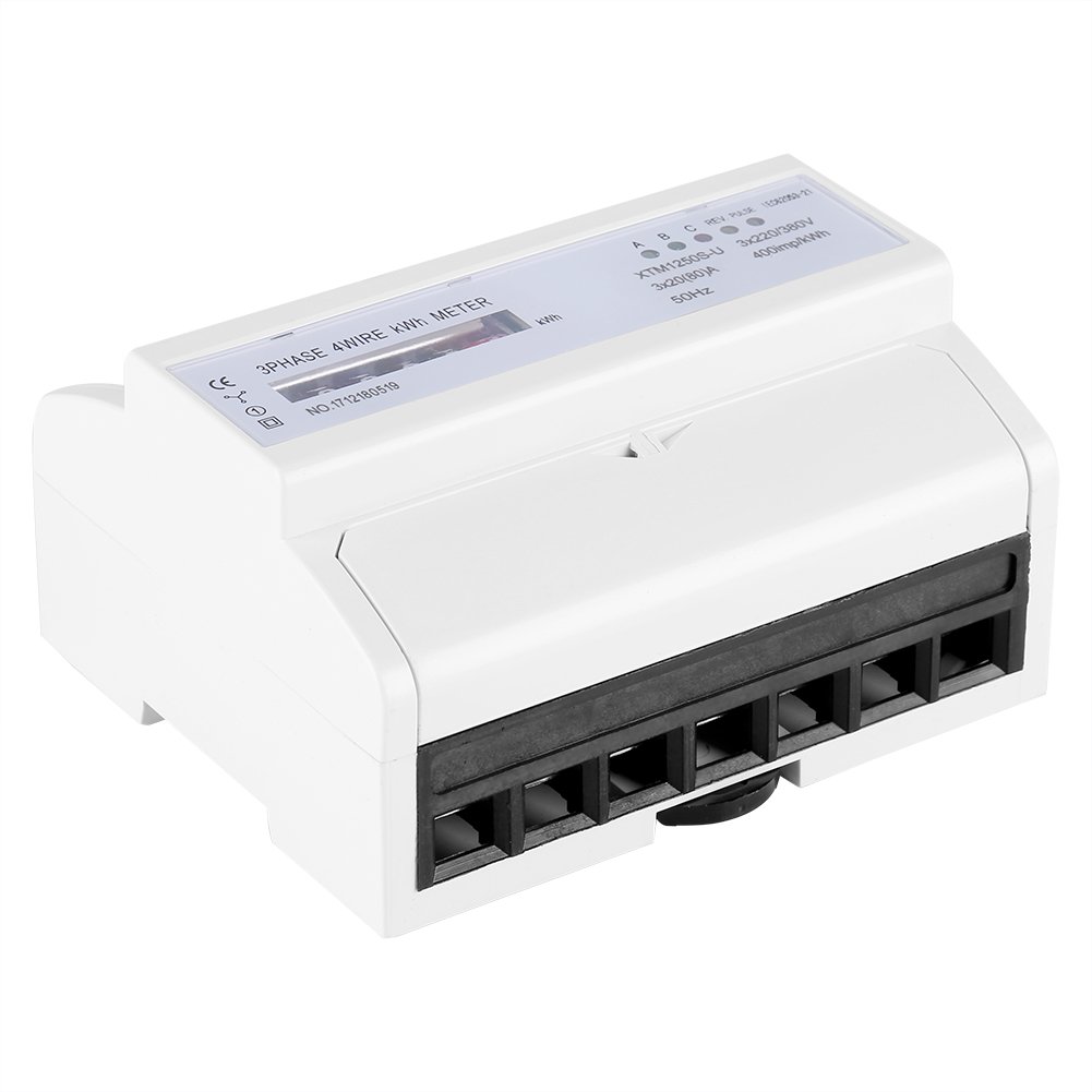 Contatore Energia Elettrica Contatore Meccanico Trifase XTM1250S-U Contatore Elettrico di Fase 3 a 4 Fili KWh Guida DIN 20 (80) A