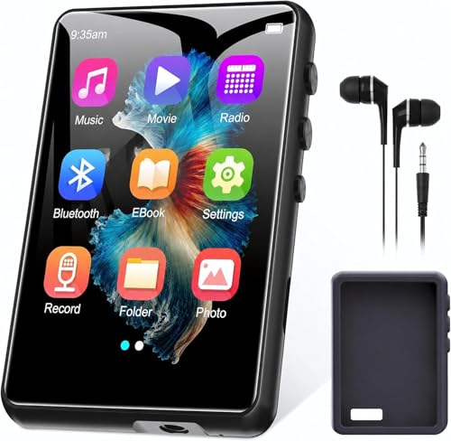 Image of 64GB MP3 Player with Bluetooth5.3, 2.4-Inch HD Full Touch Screen, Portable Lossless Sound Music Player with HD Speaker, mp3 with FM Radio Recording e-Book, Record, Earphone Included