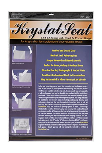 Image of Creative Mark Krystal Seal ATC Art and Photo Bags - Archival Polyethylene Sealing Bags for Paintings, Artwork and Photo Storage - 20 x 26- Pack of 25