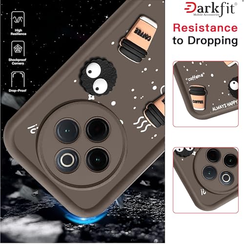 Image of DARKFIT Back Case Cover Compatible with Vivo T4 5G | Cute Fun Cartoon Ball 3D Coffee Silicone Case | Body Protection | Camera Protection | Shock Proof | for Vivo T4 5G | Color Brown | Pack of 1