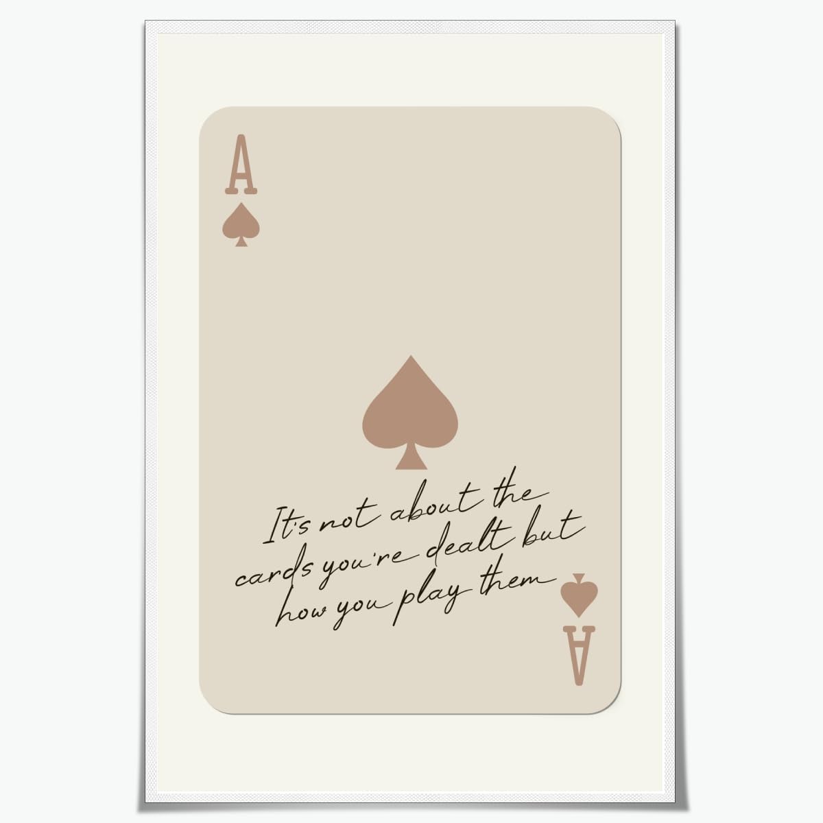 Pósteres de moda Ace of Spades, tarjeta de juego retro, arte de pared, póster inspirador con cita inspiradora, tarjeta de As beige, motivacional,
