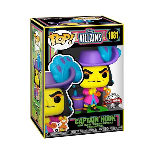Funko Pop! Disney: Villains - Hook - (Blacklight) - Disney Villains - Figura de Vinilo Coleccionable - Idea de Regalo- Mercancia Oficial - Juguetes para Niños y Adultos - Movies Fans