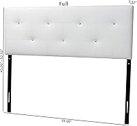 Vista 3 de Baxton Studio Dalini cabecera para interiores con botones de cristal de imitación, Vinilo, Blanco