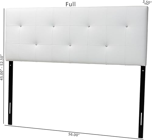 Miniatura 3 de Baxton Studio Dalini cabecera para interiores con botones de cristal de imitación, Vinilo, Blanco