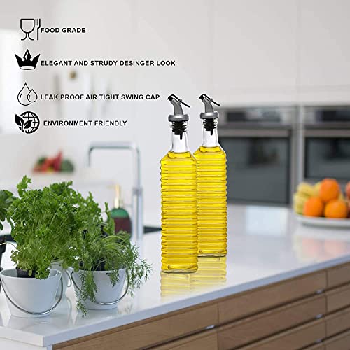 Image of Cutting EDGE Glass Transparent Leak Proof Cap Oil Dispenser and Holder, 500ml (Set of 2)