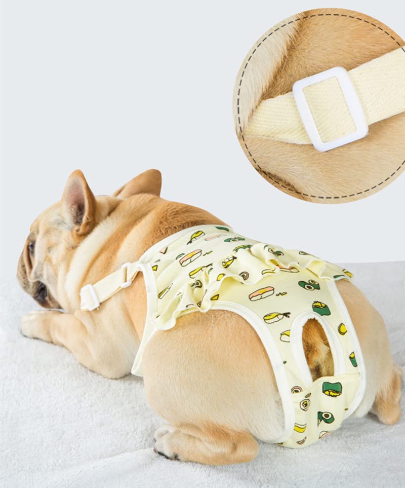 EONANT Baumwoll-Hygiene-Höschen für Hunde, Wiederverwendbare Haustier-Hygiene-Höschen mit verstellbaren Trägern, Haustier-physiologische Hosenwindeln, Welpen, französische Bulldogge, Pudel (Blau, M)