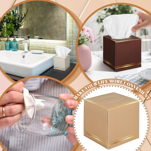 Image of Fourluoo 12 Pack Facial Tissues Cube Boxes Face Box 600 Sheets 3 Ply Soft Paper Square Tissues Bulk for Car Pocket Toilet Household Bedroom Family (Classic Retro Color)