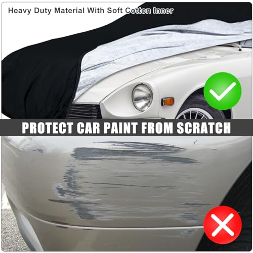 Image of Waterproof Car Cover Compatible with 1969-1973 Datsun 240z 2 Seater Coupe, All Weather Classic Car Covers with Inner Cotton&Zipper Door for Snow Rain Protection