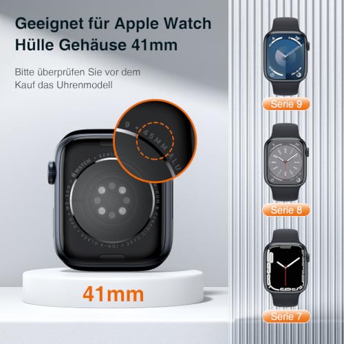 Image of LK Case for Apple Watch Series9 /Series8 /Series7 45mm with Screen Protector | 2Pack Touch Sensitive Ultra-Thin Bumper Full Protective Cover Hard PC Case Tempered Glass for iWatch 45mm, Black