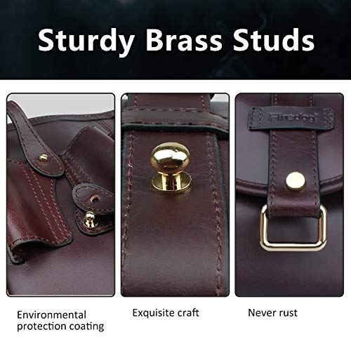 Traditional Brown Genuine Leather Tobacco Smoking Pipe Pouch Bag Organize Case Pipe Tool Lighter Holder Pocket 2 Pipe (red-Brown) - Thumbnail 6