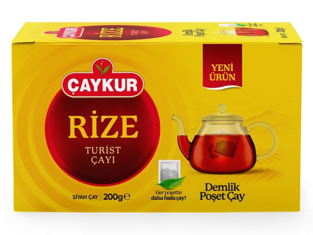 ÇAYKUR Rize Turist Large Tea Bags for Teapot Brew, Bright Red, Loose Leaf, Individually Wrapped 40 Bags, 200gr / 7.05 Oz
