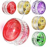 Toyvian Glow in The Dark Light Up Yo-Yo Set for Kids - 6 Pcs LED Light Up Yo Yo Ball Bulk, Flashing Plastic Entertaining Responsive Ball for Beginner Kids Birthday Party Goodie Bag Fillers