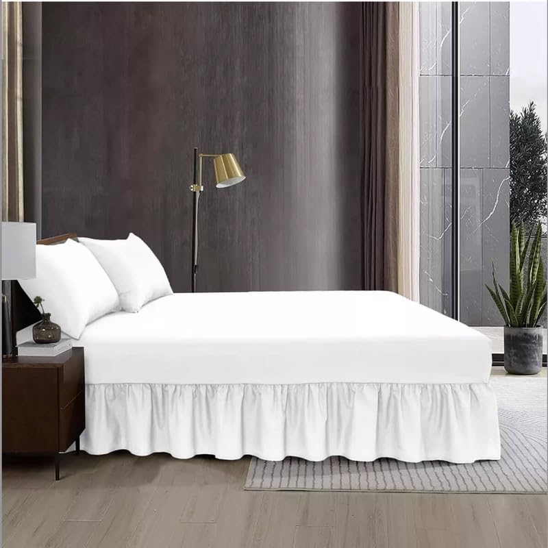 Fit Even Bedding Valence Sheet Collection - Soft Brushed Polycotton, Easy Wrap Elastic, Extra Deep Frilled with a Drop of 40cm (Small Double, White)