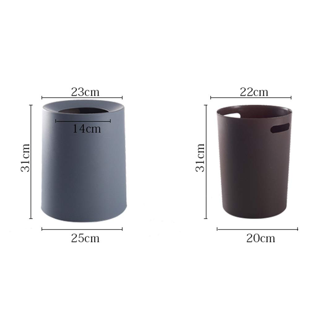HASMI Papeleras automáticas Basura redonda for el hogar o espacio de oficina pequeño 8L / 12L bote de basura de plástico Cubos de basura tapa (Color : Bruin, Size : M-12L)