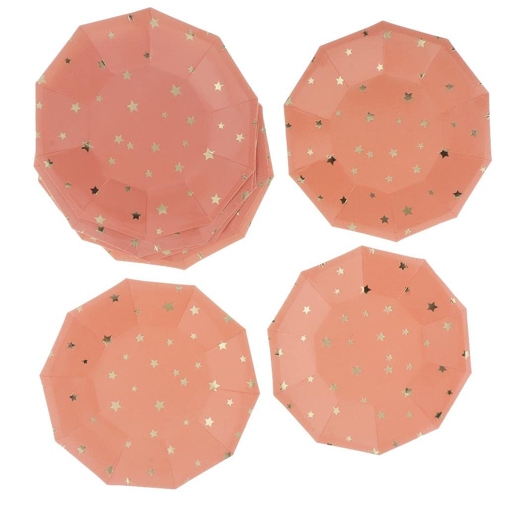 CALANDIS 8pcs Gilding Gold Star Paper Plate Disposable Party Cake Tray