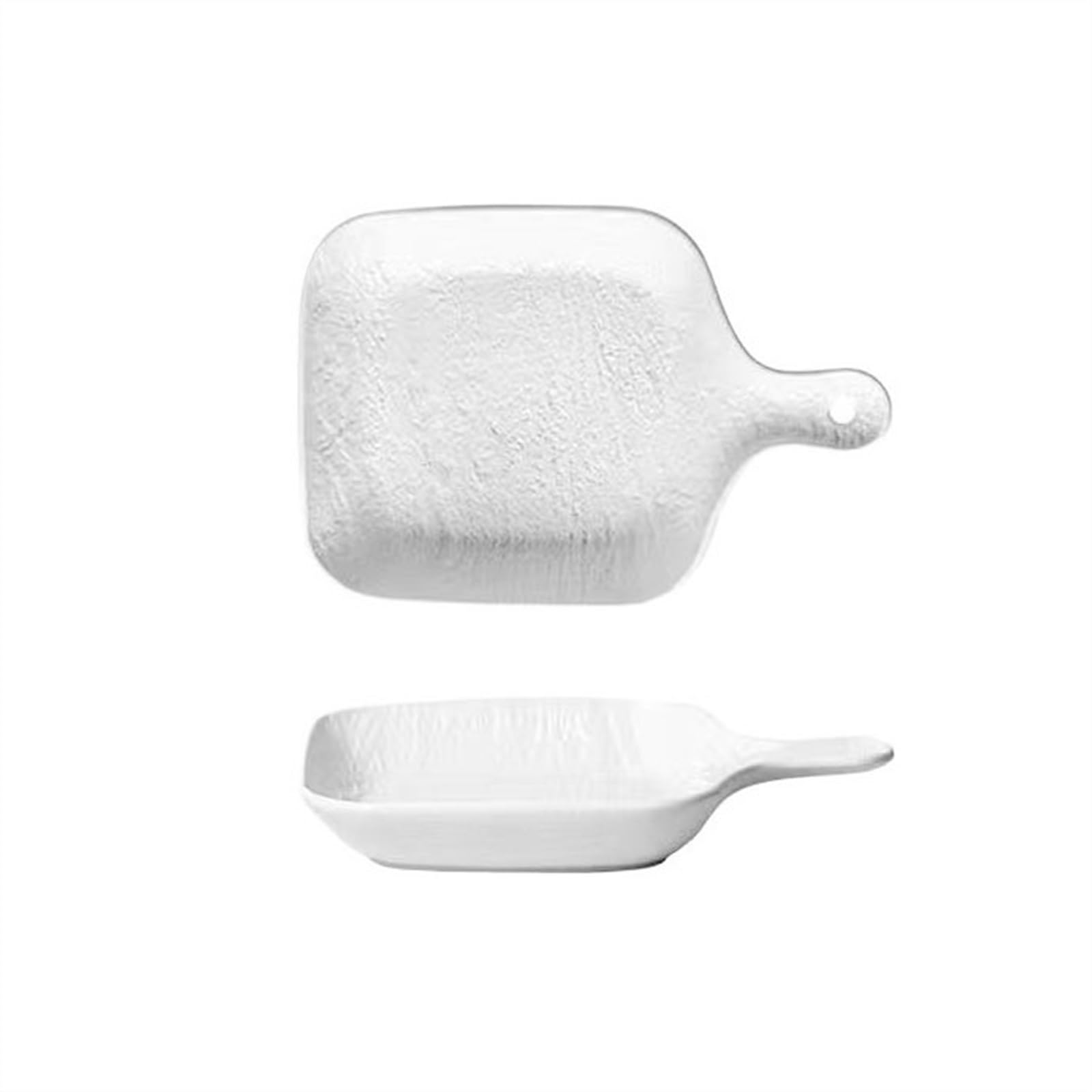 OLSKFUH Kitchen Baked Rice Plate Household Microwave Oven Baking Breakfast Creative Western Food Special Ceramic Tableware Handle Cooking,White