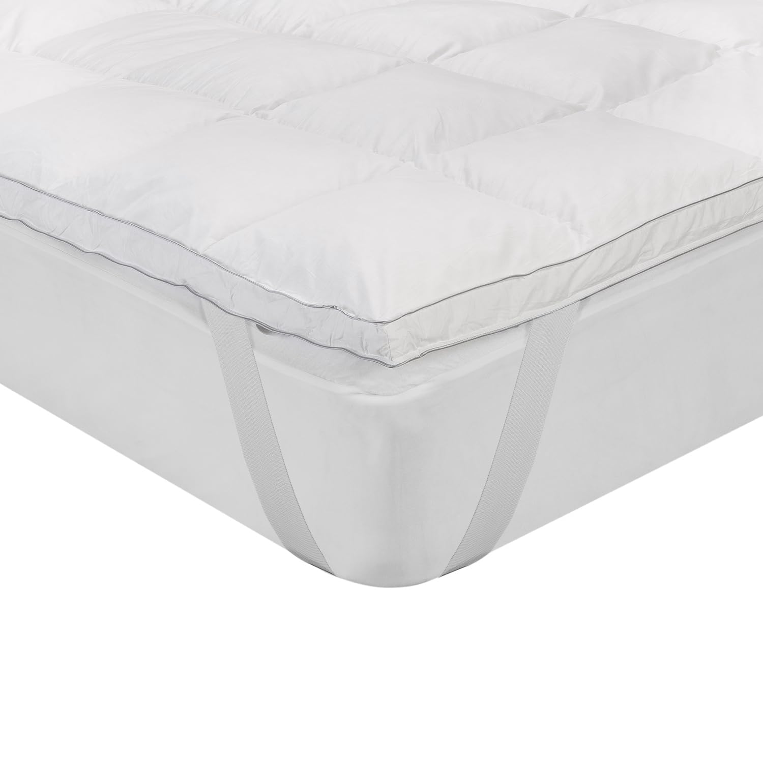 What The Sleep - Cubre Colchón 150 x 190 cm | Cama 150 cm | Topper Relleno Natural 1300 gr/m² | 5 cm Altura | Algodón Downproof | Sobrecolchón Natural Efecto Nube Mullido | Top Transpirable | Bass
