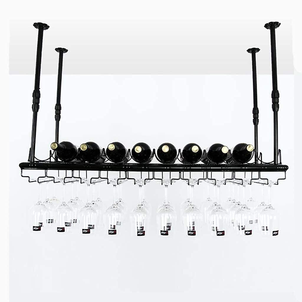 Casier à vin rouge bar avec cintres à vin et rangement gobelets à l'envers 110 * 35 cm