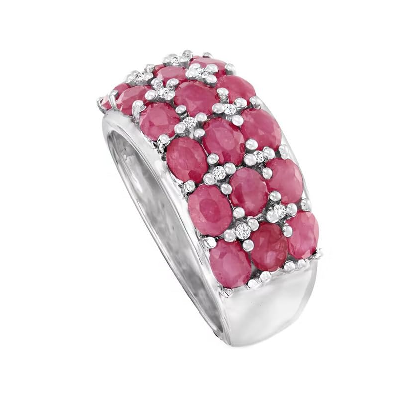 925 Sterling Silver Natural Ruby Gemstone July Birthstone Silver Rings For Women Cluster Eternity Band3