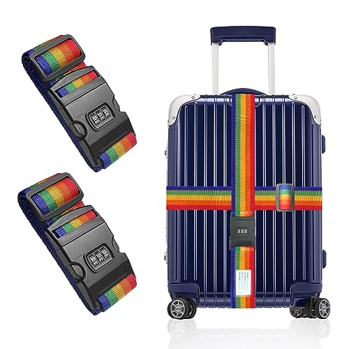 Image of Luggage Straps with Combination Lock Adjustable Non-Slip Cross Strap for 20-34 inch Suitcases Travel Suitcase Belt