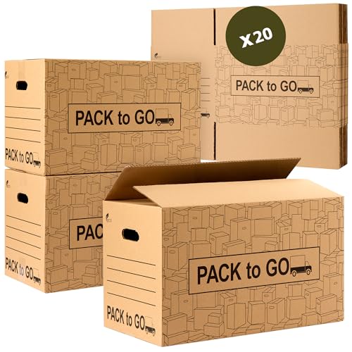 Pack de 20 Cajas de Cartón grandes para Mudanza y Almacenaje | Resistentes, reforzadas y Versátiles para Organizar tus envíos, empaquetar. (Pack 20 Cajas 50x30x30 cm.)