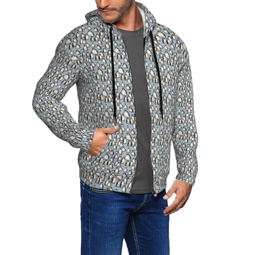 Sweat à capuche homme doux imprimé pingouin vêtement automne hiver décontracté