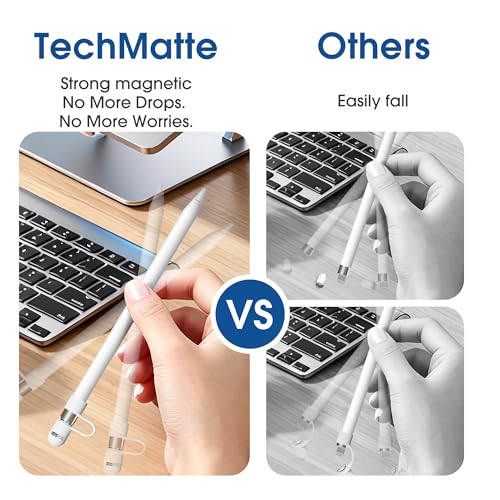TechMatte Magnetic Replacement Cap Compatible with Apple Pencil 1st Generation (with Cap Holder) (Updated Version) - Image 2
